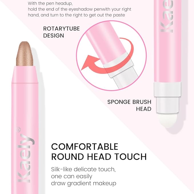 evpct 1Pcs Sand Shimmer Cream Eye Shadow Brightener Sticks for Eyes Waterproof Pigmented, Double Ended Cream Eyeshadow Stick Pencil Pen with Applicator, Eye Shadow Palette Highlighter Makeup 25