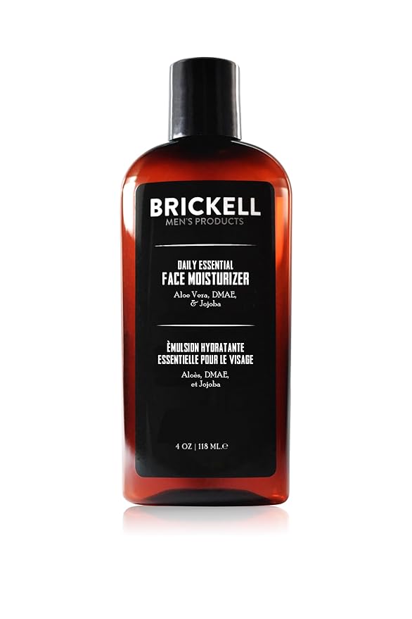 Brickell Men's Daily Essential Face Moisturizer for Men, Natural and Organic Fast-Absorbing Face Lotion with Hyaluronic Acid, Green Tea, and Jojoba, 4 Ounce, Unscented