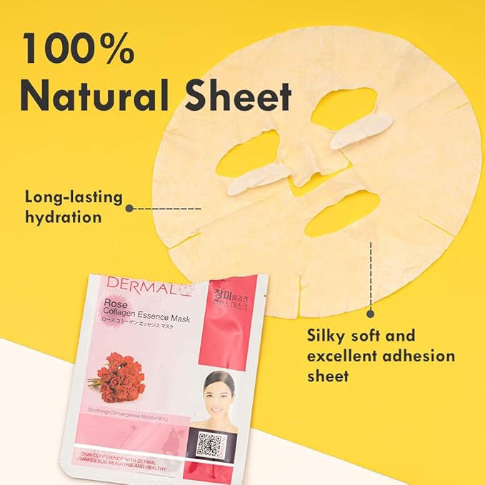 DERMAL 16 Combo B Pack Made in Korea Facial Mask – 20+ Years of K-Beauty Experience, Premium Quality Korean Sheet Masks for Daily Skincare Routine