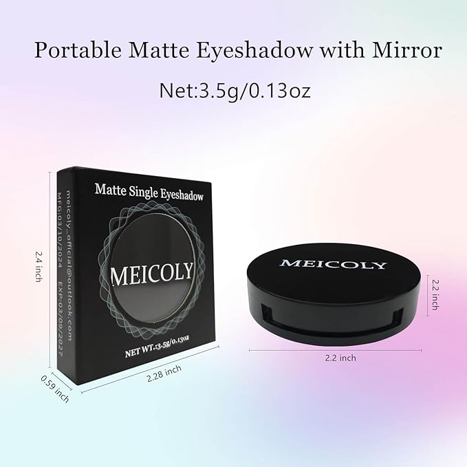 MEICOLY Red Single Eyeshadow with Mirror,Matte Eye Shadow for Halloween Makeup,Pressed Powder Eyeshadow,Matte Shade Eyelid Color Eye Makeup for Women and Girls,High Pigment,Long Wear,Waterproof