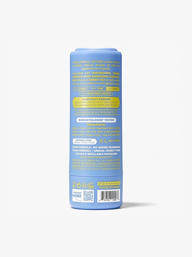 Vitamasques Pore Minimizer For Face - Pore Control Seum For Face With Niacinamide Sebum Control 1.01 Fl Oz
