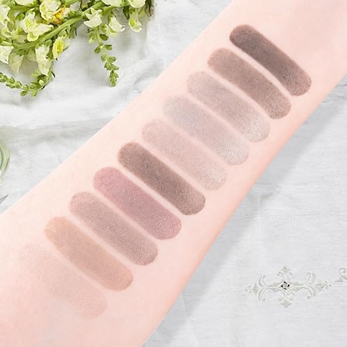 10 Color Matte Neutral Eyeshadow Palette - Neutral Taupe & Grey Brown Shades, Blendable Long-Lasting, Vegan Cruelty-Free Natural Nude Eye Shadow Palette for Women, Professional Makeup Looks