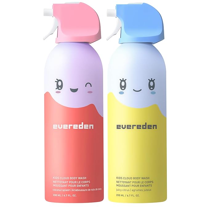 Evereden Kids Cloud Body Wash Duo - Gentle, Nourishing Toddler Body Wash for Delicate Skin, Coconut Splash & Juicy Citrus Scents, Creamy Hydrating Formula, 2 Pack (6.7 fl oz Each)