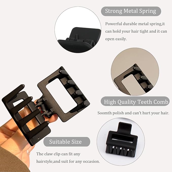 Mehayi 9 PCS Matte Hair Clips Claw for Women Girls, 3 Styles Nonslip Small Hold Strong Hold Cute Jaw Clip Barrettes for Thick Thin Long Short Hair, Fashion Acrylic Hair Clamps Styling Accessories