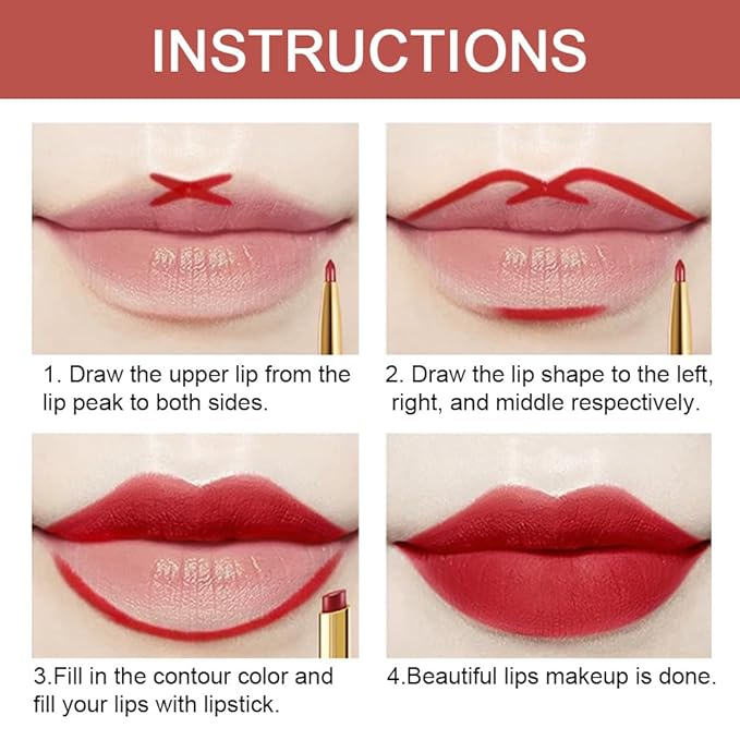 BINGBRUSH 3Pcs 2-in-1 Dark Wine Red Lip Liner and Lipstick Combo Set for Women, Matte Lips Kit with Lipliner Pencil Set Lip Stains Long Lasting Waterproof 24 Hour Original