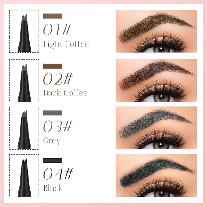 2025 Premium Microblading Eyebrow Pen, Waterproof Eyebrow Pencil, Eye Brow Pen with 4 Tip, Natural Magic Eyebrow Makeup Fine Stroke Contouring Pencil Long-Lasting Stay on All Day (Dark Brown)