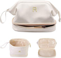 Birthday Gifts for Women, Initial Makeup Bags for Teens Girls, Double Layer Cosmetic Bag with Makeup Brush Organizer, Travel Toiletry Bag, Maid of Honor Gifts-Travel Gift For Female
