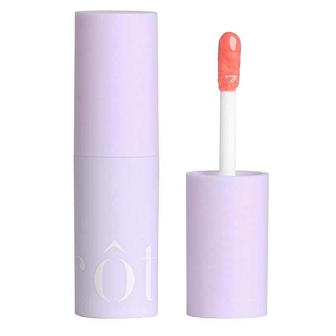Cote Beauty's Peptide Lip Shine in Branson, Ultra Hydrating & Long-Lasting Coral Plumping Lip Gloss for Women with Hyaluronic Acid, Shea Butter & Jojoba Oil, Vegan & Cruelty-Free, 0.12 Fl Oz