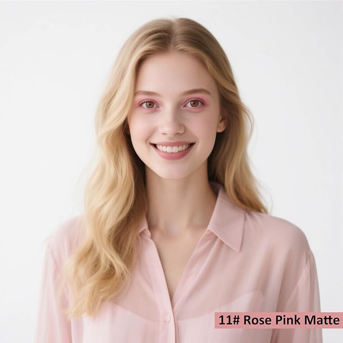 Eyeshadow Stick Cream Single Eyeshadow Pencil Makeup, High Pigmented Crease-proof Eye Shadow Brightener Stick, Hypoallergenic Waterproof Long Lasting eye Highlighter Stick(11# Rose Pink Matte)