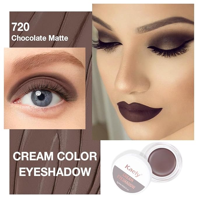 Kaely Single Cream Eyeshadow Pot, Chocolate Matte Eye Shadow for Older Women High Pigmented Waterproof, Natural Eyeshadow Palette Makeup Brightener, sombras en crema para ojos, Blendable, 720