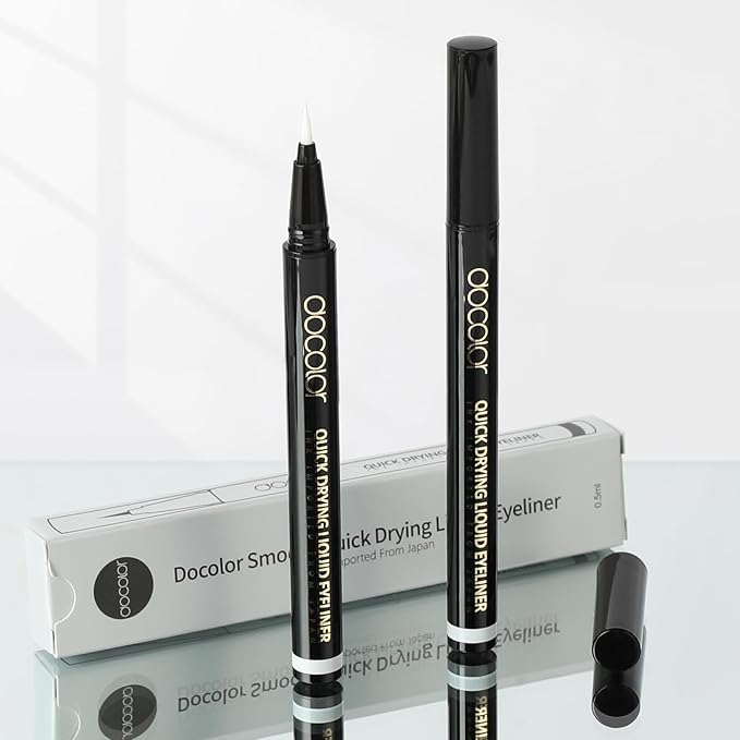 docolor Waterproof Eyeliner Pen Longwearing with Ultra-Fine Tip Liquid Eye Liner (White)