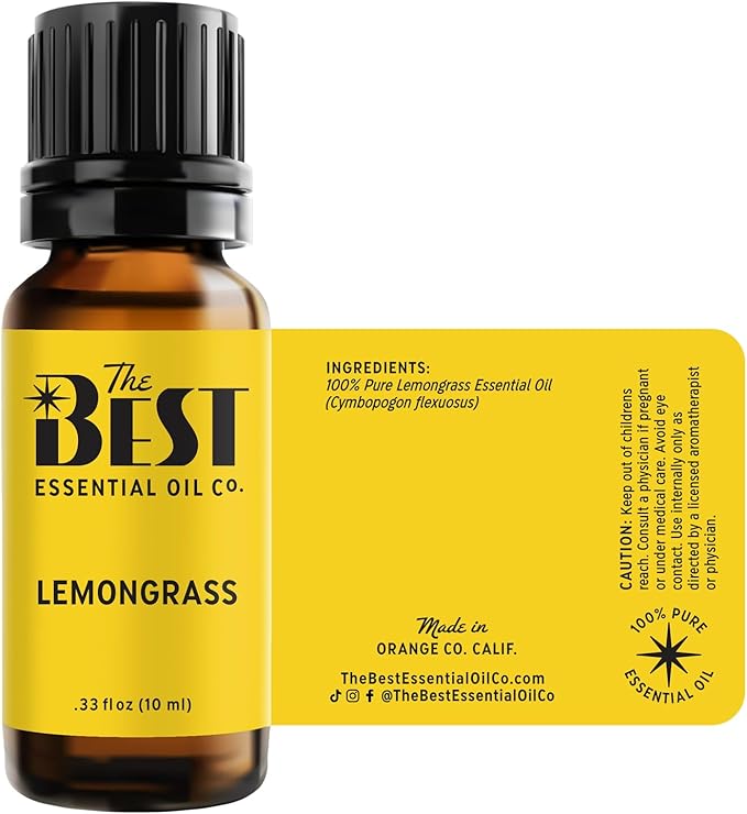 The Best Lemongrass Essential Oil- Premium Grade- 100% Pure & Natural for Aromatherapy, Diffuser, Spa, Massage, Air Freshener- 10 ml (.33 fl oz)