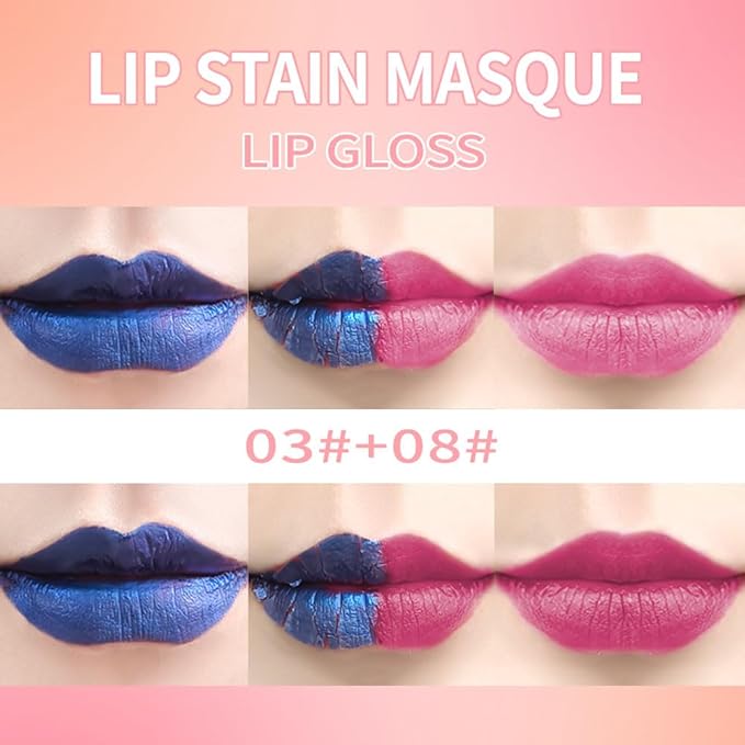 Lip Stain - Wipe-Off &Peel Off Lip Color | Waterproof, Long Lasting, Transfer-Resistant, Smudge-Proof Lip Tint | Easy Wipe Finish, High Pigment | All-Day Vibrant Kiss-Proof Lip Stain, vibrant pink+01#