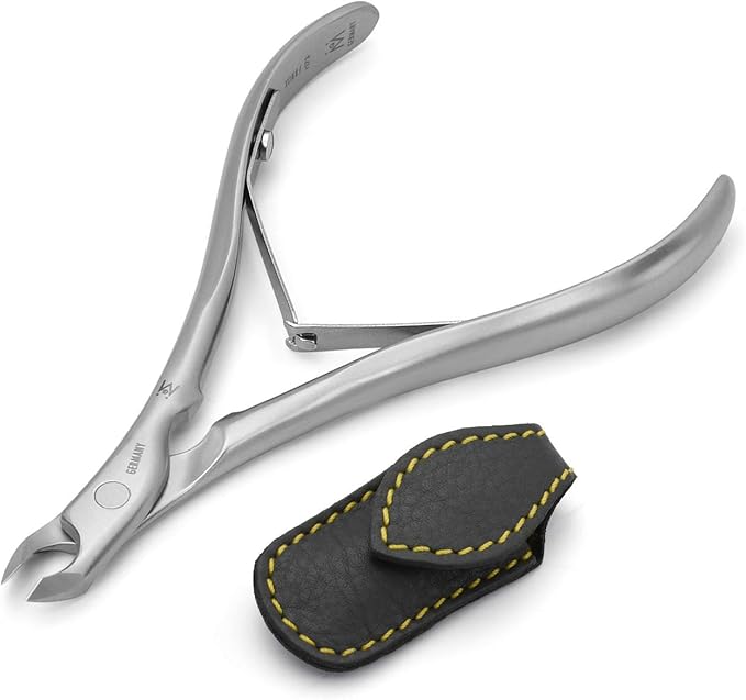 GERMANIKURE Standard Professional Cuticle Trimmer - 1/4 Quarter Jaw Nipper - Ethically Made in Germany - FINOX Stainless Steel Sharp Cuticle Remover in Leather Case – Manicure Tool, r173, 3mm