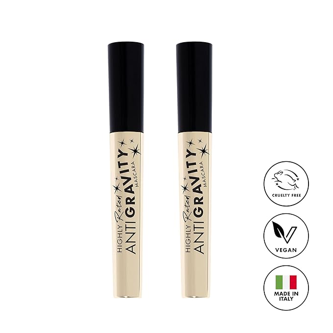 Milani Mascara Volume and Length, Highly Rated Anti-Gravity Black Shade with Castor Oil and Molded Hourglass Shaped Lash Coating Mascara Wand - 2 Pack
