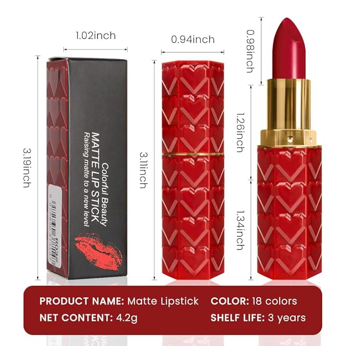 evpct 1Pcs Dark Red Lipstick, Silky Velvet Matte Lipstick Pack Sets for Women, Long Lasting Smudge Proof Lipstick Lip Stain Makeup Kit matte lipstick 24 hours original R03