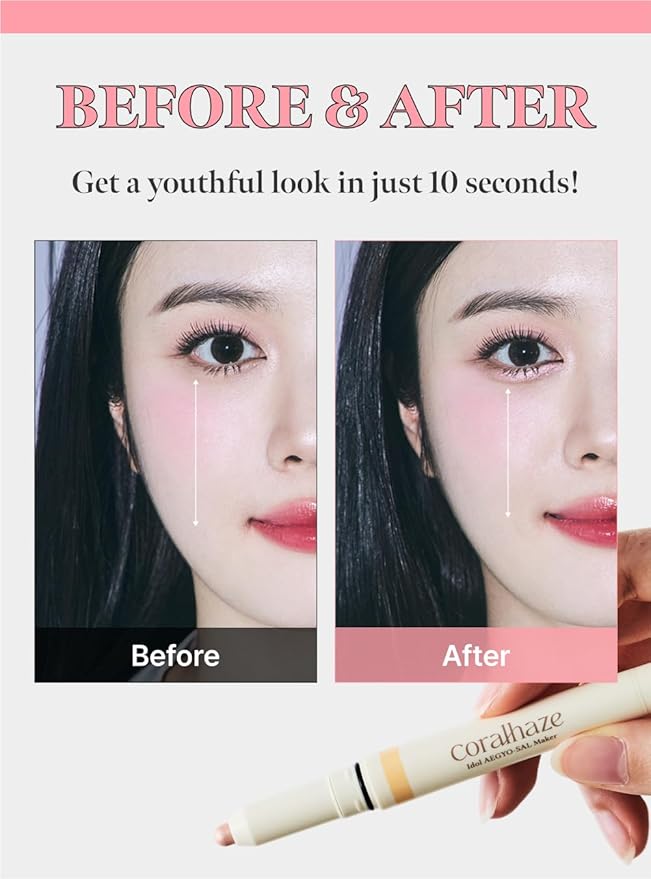 Idol AEGYO-SAL Maker 05 Dreamy Rose, 2-in-1 Under-Eye Highlighter and Contour Liner for Bright, Voluminous Eyes, Long-Lasting, Smudge-Proof Shimmer Stick with Natural Glow, Korean Beauty