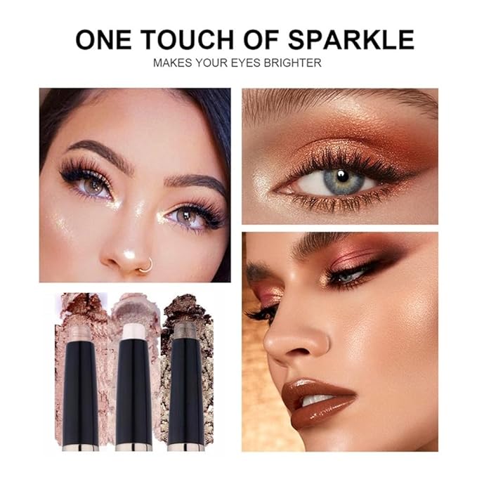 Purple Eyeshadow Stick Makeup, Long-Lasting Waterproof Eye Shadow Pencil, Hypoallergenic Smudge-Proof Glitter Primer Palette Shimmer Eyeliner, Easy to Blend Eye Make Up