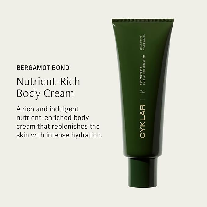 CYKLAR Nutrient Rich Body Cream. Bergamot Bond Nourishing Moisturizer with Niacinamide and Banana Flower Extract. Deep Hydration, Thick Body Lotion, Dry Skin Cream for Women and Men, 8 Fl Oz