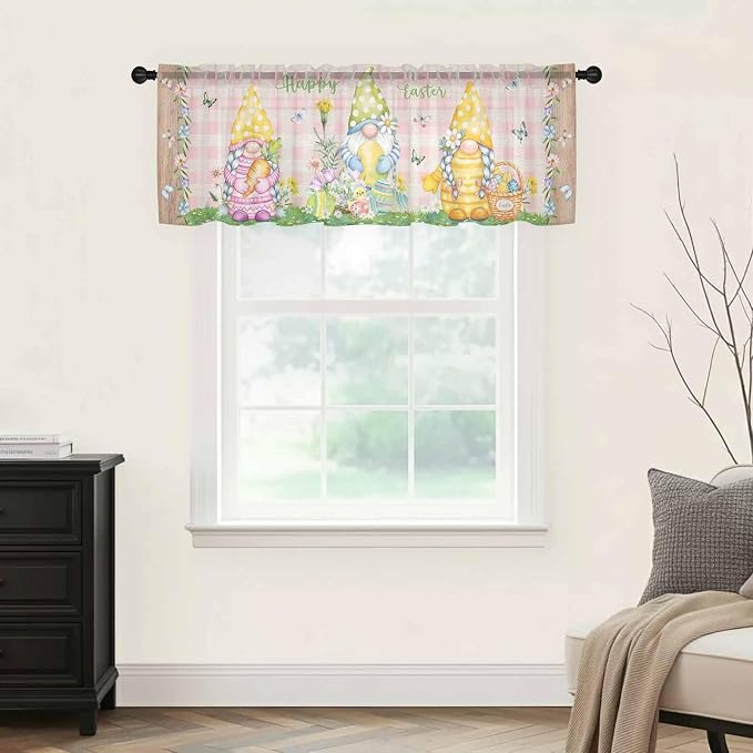 Happy Easter Sheer Valances for Windows 60"x18", Light Filtering Kitchen - Image 9