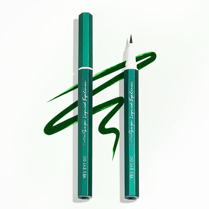 Liquid Eyeliner, Green Eyeliner, Long Lasting & Fast Drying Colored Green Eye Liner Pen, Felt Tip Applicator for Precise Application, Water Removable, (Matcha Mystique)