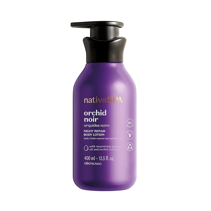 Nativa SPA by O Boticário, Orchid Noir Moisturizing Body Lotion, Fragranced Skin Hydration with Purified Quinoa Oil Drops, 13.5 Ounce (400ml)