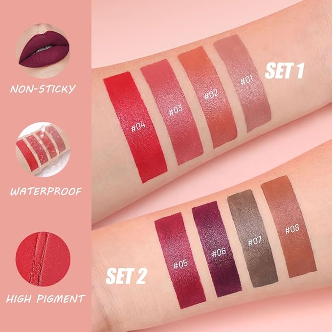 Matte Lip Lipstick Crayon Lip Liner Thick Pencil, High-Pigment Outline lips, Non-sticky Matte Velvet Texture, Waterproof & Smudge-Proof Longwear Pigmented, Fit for all tones 03#