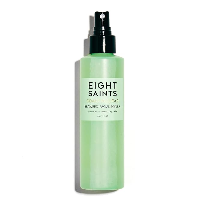Eight Saints Coast is Clear Seaweed Anti Aging Face Toner, Natural and Organic Alcohol Free Witch Hazel Toner for Face, Minimizes Large Pores and Redness, 6 Ounces