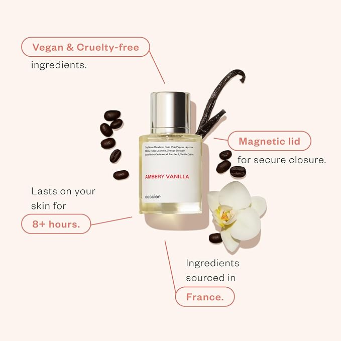 Dossier - Ambery Vanilla 3.4Oz (100ml) - Eau de Parfum - Inspired by YSL's Black Opium - Long-lasting Fragrance - Feminine