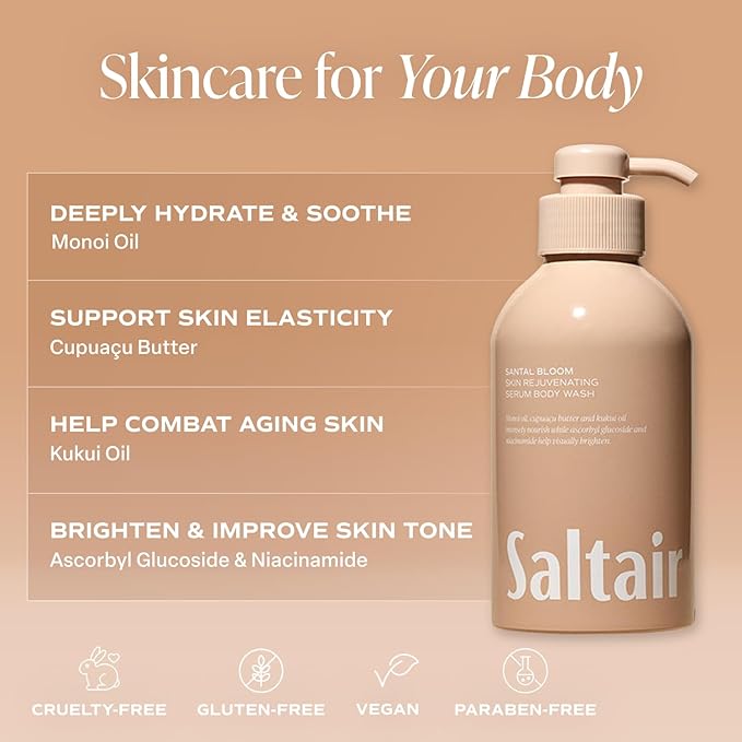 Saltair Body Wash, Signature Scents 2-Pack. Moisturizing Body Cleanser with Monoi Oil and Cupuacu Butter. Luxury Shower Gel for Women and Men. Vegan, Cruelty-Free, Paraben-Free. 2x 17oz Pump Bottles