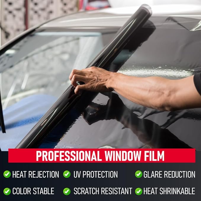 United Window Tint 20" in 100'Ft Nano Carbon Film 2Ply Charcoal 42% VLT - Clear PET Privacy Window Tint for Car, Home, Blocks UV/IR Rays, Reduce Heat & Glare- Adhesive Film - Lifetime Color Stability