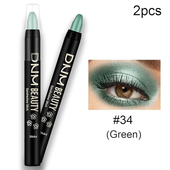 Kaely 2Pcs Cream Eyeshadow Sticks Set for Eyes Waterproof,Green Shimmer Eye shadow Stick Pencil Pen Bulk sombras en crema para ojos 34+34