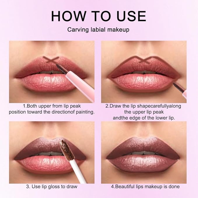 Kaely 2-in-1 Brown Metallic Lipstick and Lip Liner, Shimmer Liquid Metallic Lipsticks for Women, Glitter Lip Gloss Stain Long Lasting Waterproof Smudge Proof 24 Hour, Vegan Makeup, 08