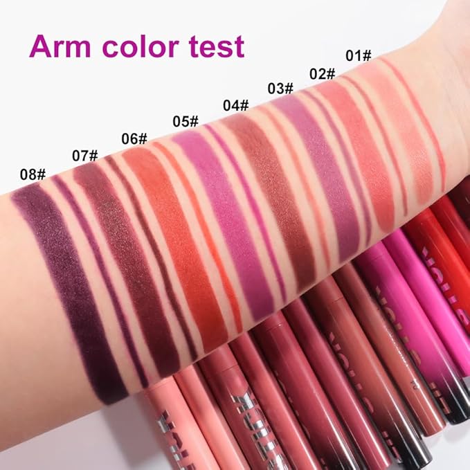 AMY'S DIARY 2Pcs Ruby Red Lipstick and Lip Liner Combo, Lip Liner and Lip Stick Kit for Women, Matte Lip Pencil and Smooth Hydrating Lipstick, Non-Stick Lip Makeup Set (06#)