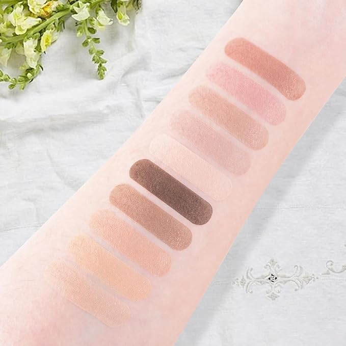 10 Color Matte Neutral Eyeshadow Palette - Nude Naked Beige Brown Shades, Blendable Long-Lasting, Vegan Cruelty-Free Natural Nude Eye Shadow Palette for Women, Professional Makeup Looks