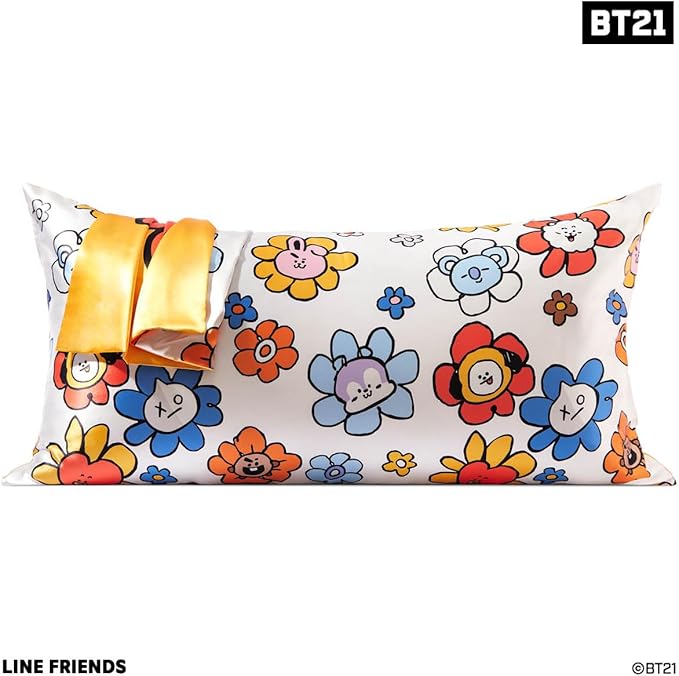 Kitsch x BT21 (Chimmy) Satin Pillowcase with Zipper for Hair & Skin - Softer Than Silk Pillow Cases, Smooth Cooling Pillow Cover, Wrinkle-Free, Machine Washable, King Size (19x36)