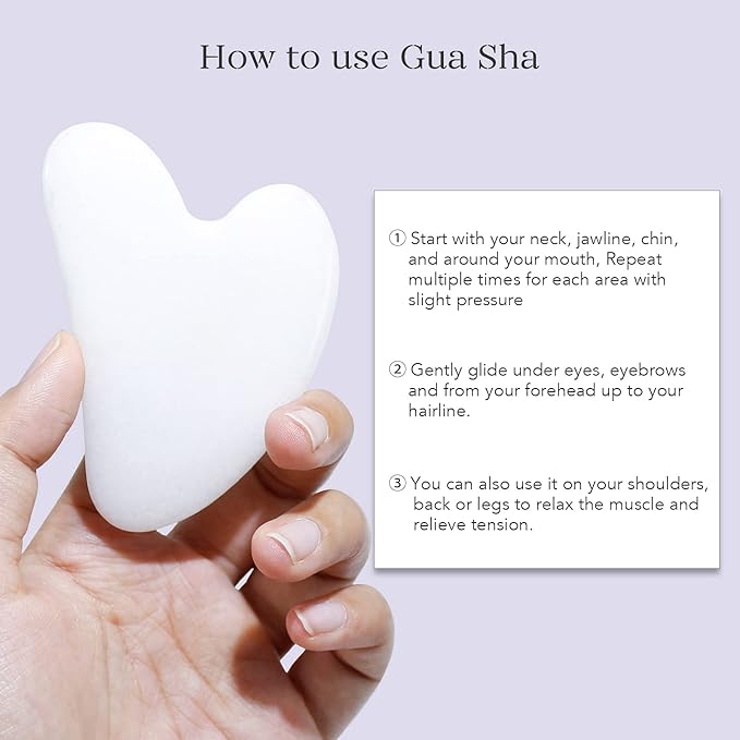 BAIMEI IcyMe Jade Roller & Gua Sha Set Face Roller and Gua Sha Facial Tools for Skin Care Routine and Puffiness, Self Care Gift for Men Women - White
