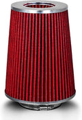 RED 3.5" 89 mm Inlet Truck Air Cone Replacement Performance Washable Clamp-On by RtunesRacing
