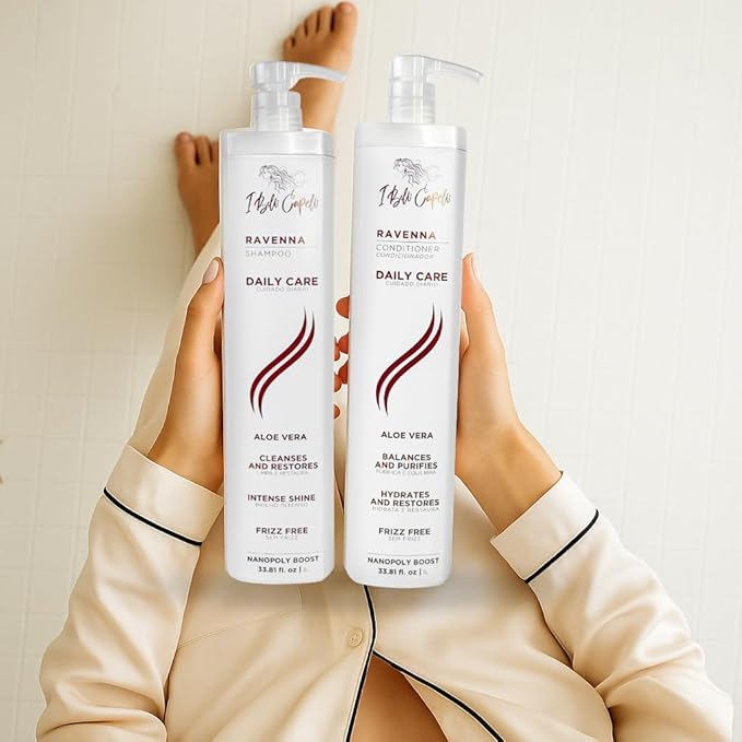 I Belli Capelli Ravenna Aloe Vera Shampoo & Conditioner Set – Sulfate & Paraben-Free, Deep Moisture, Breakage Reduction for Dry, Damaged & All Hair Types, 2×1L (33.8 fl oz each)