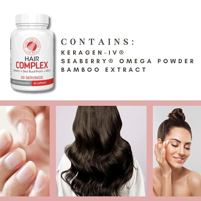 Silver Fern Hair Complex Hair Supplement - Each Bottle Contains a 30-Day Powder Supply - 1 Bottle
