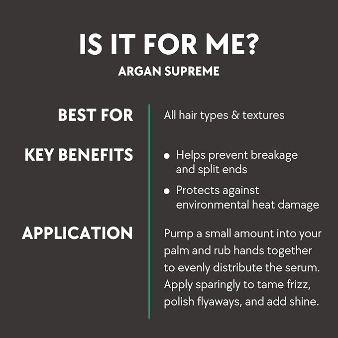 Artègo Good Society Free Shape Argan Supreme Serum (2.55 oz) – Hydrating Argan Hair Oil with Anti-Frizz, Heat Protectant for Soft, Shiny Hair