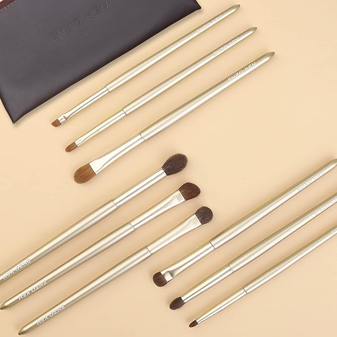 Natural Goat Hair Eye Shadow Brush Set, Pony Hair Eyeshadow Brushes Set, Small Nose Contour Brush, Angled Eyeshadow Brush, Eyeshadow Blending Brush, Eye Makeup Brushes Set Professional - E200
