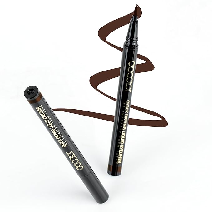 docolor Eyeliner, 2PCS Brown Liquid Eyeliner Waterproof Eye Liner Pen Super Slim Precise All Day Brown Eye Pencils Professional Makeup Liquid Eye Liner Pencil for Women