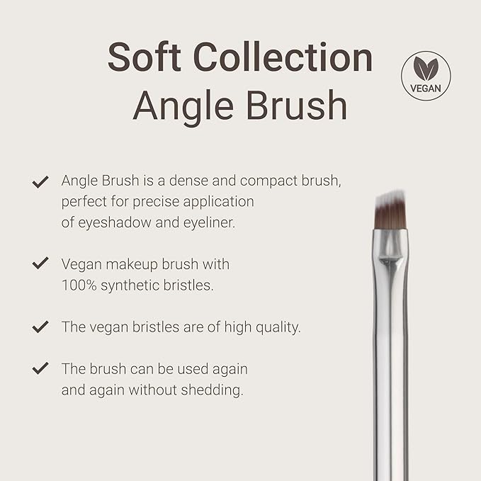 Sandstone Scandinavia Soft Collection Makeup Brush - Professional Premium Eyeliner brush for applying and blending eyeliner. Angled bristles. Vegan Makeup brush for all skin types