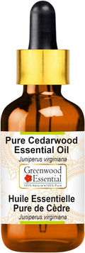 Greenwood Essential Cedarwood Essential Oil (Juniperus Virginiana) with Glass Dropper | Pure | Non-Sticky | Non-Greasy | Lightweight | Men & Women | All Skin Types | Steam Distilled 100ml (3.38 oz)