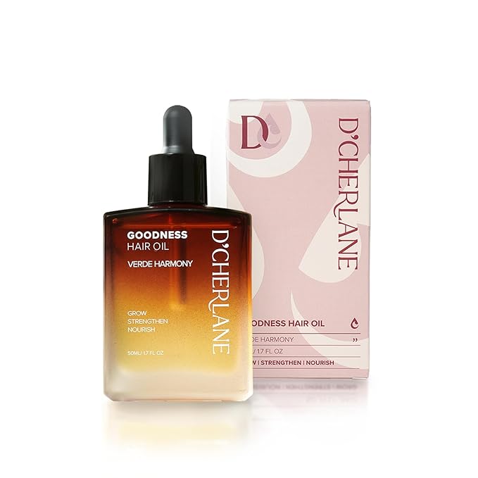 D'Cherlane Hair Growth Oil – Scalp Treatment with Rosemary, Argan, Coconut & Castor Oil Organic | Lightweight, Non-Greasy Formula for Fuller, Thicker, Stronger Strands | For All Hair Types