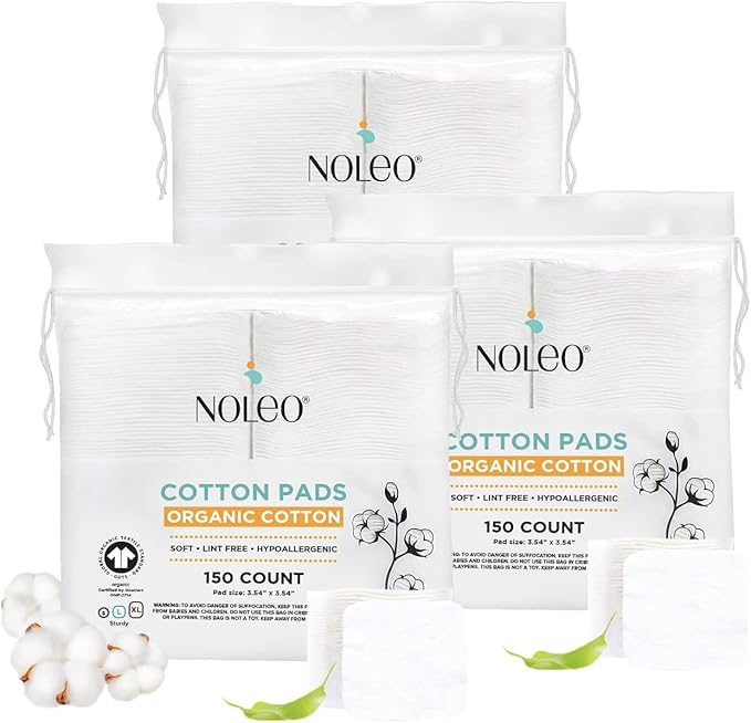 Organic Cotton Pads (450 Count (Pack of 3), Large & Pressed) - Lint Free, Soft, No Hard Edges, 3" 54x3 54
