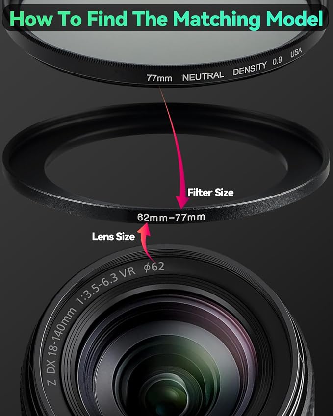 67-86mm Metal Step-Up/Down Ring Adapter Compatible - Image 5