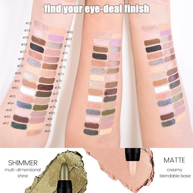 evpct Nude Brown Matte Cream Eye Shadow Sticks Brightener Pencils for Women, Nude Silky Eyeshadow Applicator Stick Pen Waterproof, Blendable Crease-Proof Stick Eyeshadow Matte Eye Makeup 61