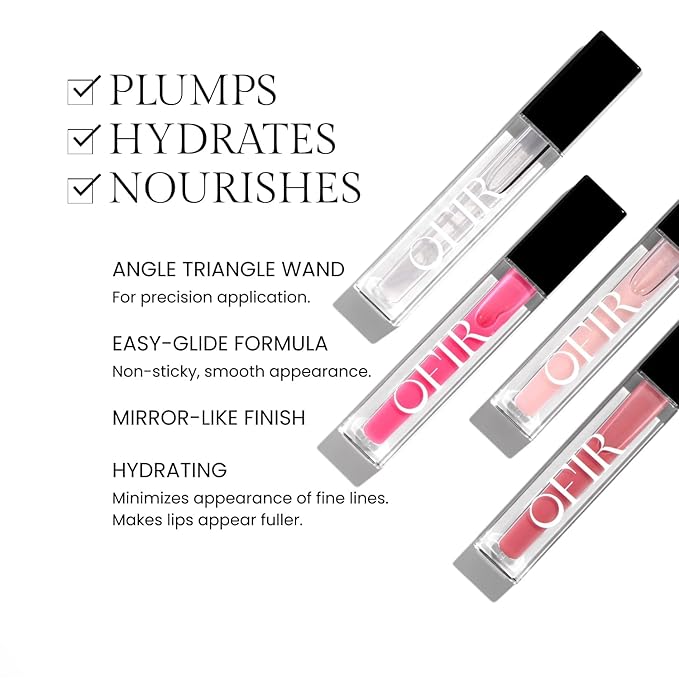 OFIR Surreal Shine Plumping Lip Gloss for Women | Clear, Non-Sticky, Hydrating Lip Gloss with Menthol & Vitamin E | High Shine, Vegan, Cruelty-Free | Clear - Transparent | 0.15 FL OZ